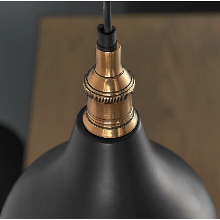 Classic Industrial Pendant - Matt Black & Antique Brass Lacquer