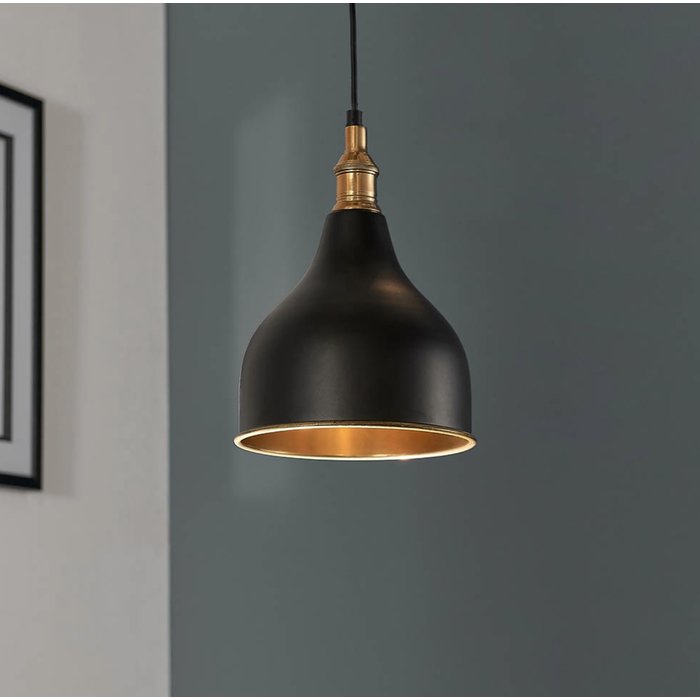 Classic Industrial Pendant - Matt Black & Antique Brass Lacquer