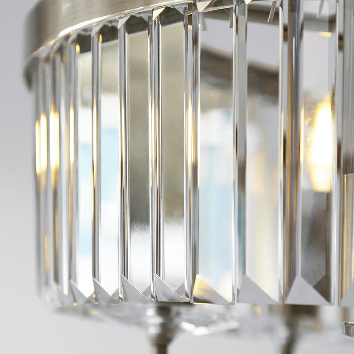 Pickering - Art Deco Semi Flush Chandelier - Clear Cut Glass & Antique Brass