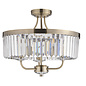 Pickering - Art Deco Semi Flush Chandelier - Clear Cut Glass & Antique Brass