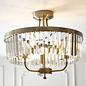 Pickering - Art Deco Semi Flush Chandelier - Clear Cut Glass & Antique Brass