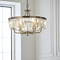 Pickering - Art Deco Chandelier Pendant - Clear Cut Glass & Antique Brass