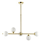 Glenys - Satin Brushed Gold Linear Pendant with Opal Shades