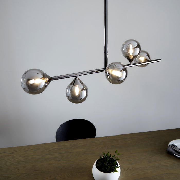 Glenys - Matt Black  Linear Pendant with Smoky Mirror Shades