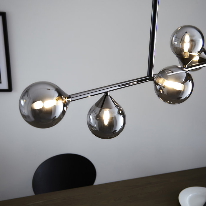 Glenys - Matt Black  Linear Pendant with Smoky Mirror Shades