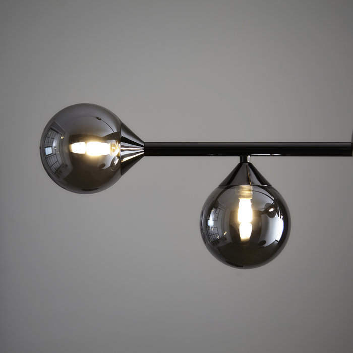 Glenys - Matt Black  Linear Pendant with Smoky Mirror Shades