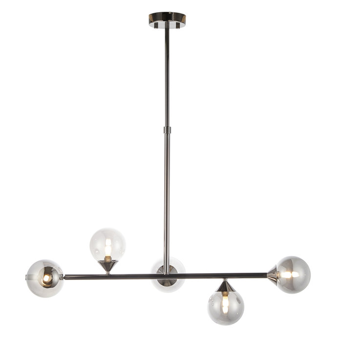 Glenys - Matt Black  Linear Pendant with Smoky Mirror Shades