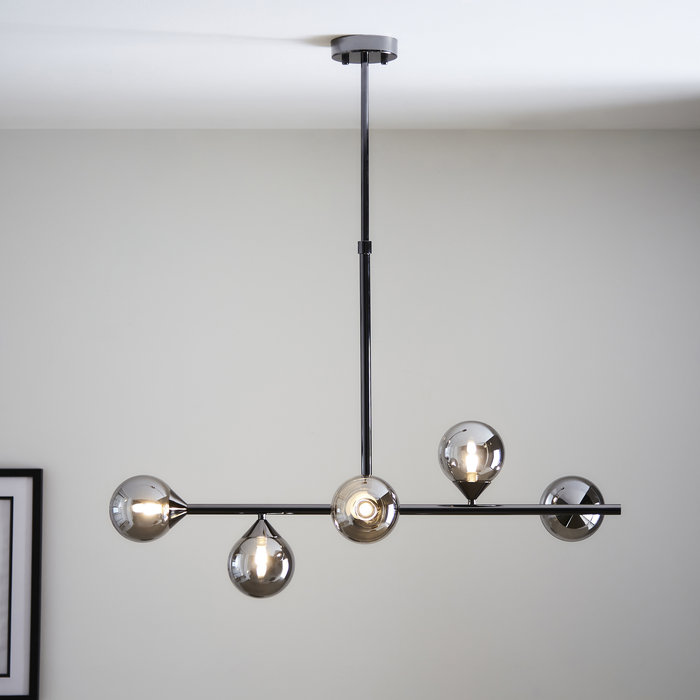 Glenys - Matt Black  Linear Pendant with Smoky Mirror Shades