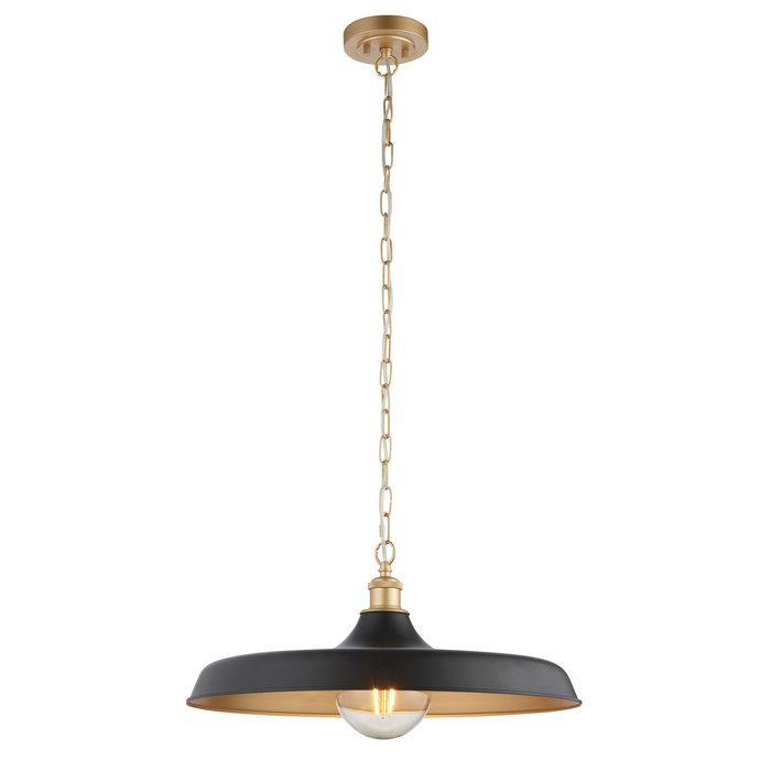 Kiplin - Matt Black & Satin Gold Mid Century Pendant