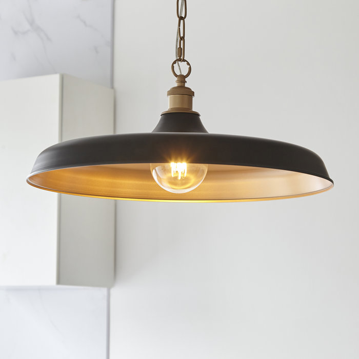 Kiplin - Matt Black & Satin Gold Mid Century Pendant