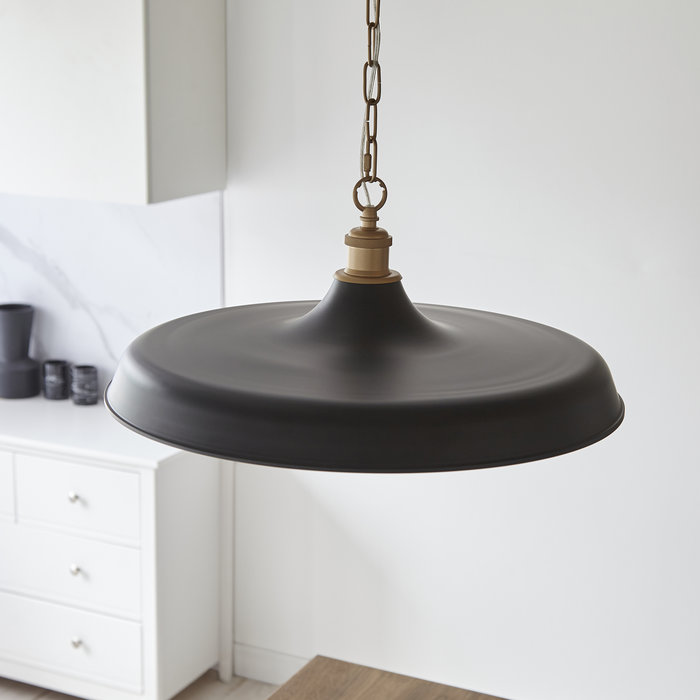 Kiplin - Matt Black & Satin Gold Mid Century Pendant