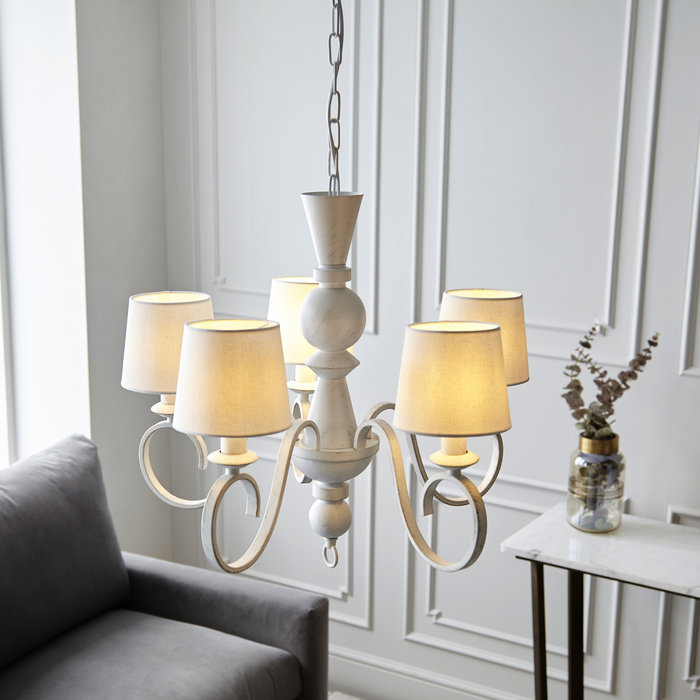 Parcevall - Distressed White Statement Armed Chandelier