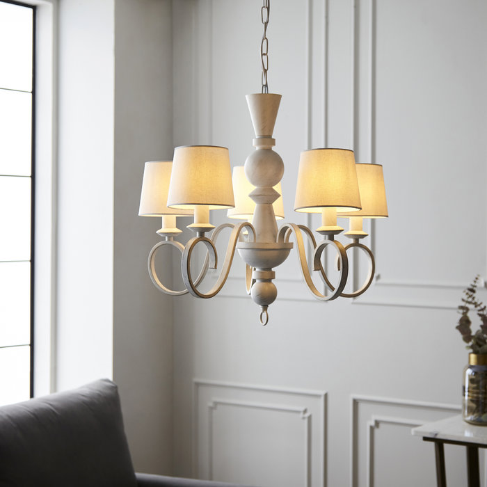 Parcevall - Distressed White Statement Armed Chandelier
