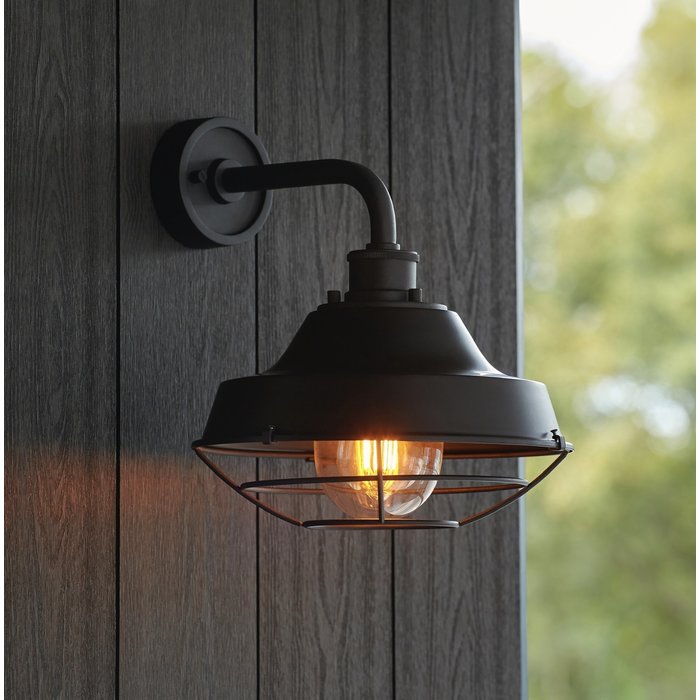 Crux - Textured Black Caged Wall Light