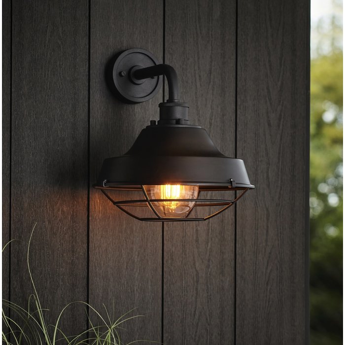 Crux - Textured Black Caged Wall Light