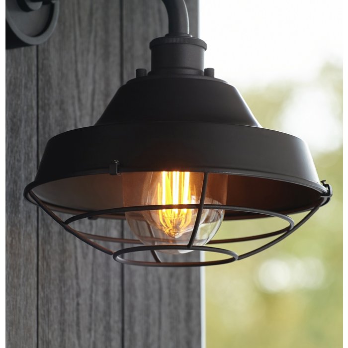 Crux - Textured Black Caged Wall Light