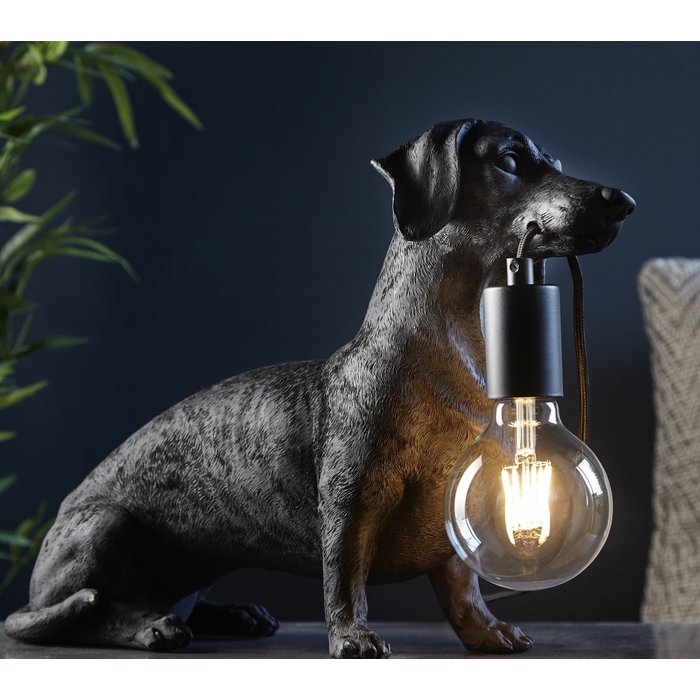 Ernie - Matt Black Dachshund Table Lamp