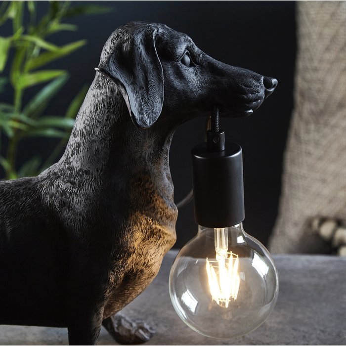 Ernie - Matt Black Dachshund Table Lamp