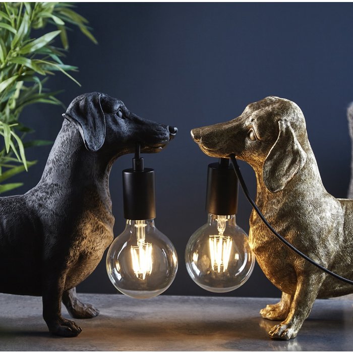 Ernie - Matt Black Dachshund Table Lamp