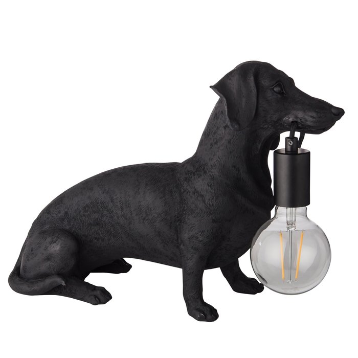 Ernie - Matt Black Dachshund Table Lamp