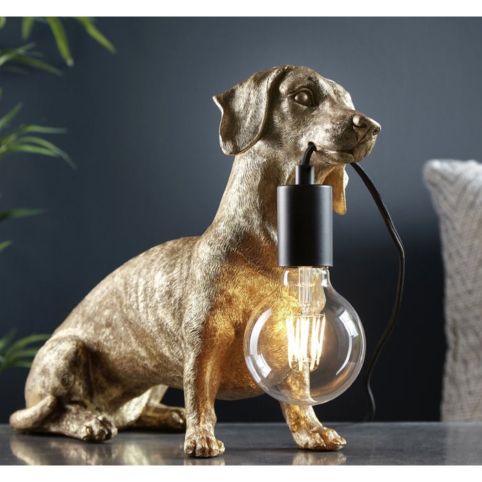 Ernie - Vintage Gold  Dachshund Table Lamp