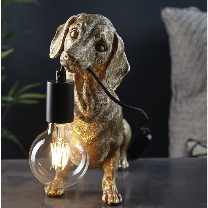 Ernie - Vintage Gold  Dachshund Table Lamp