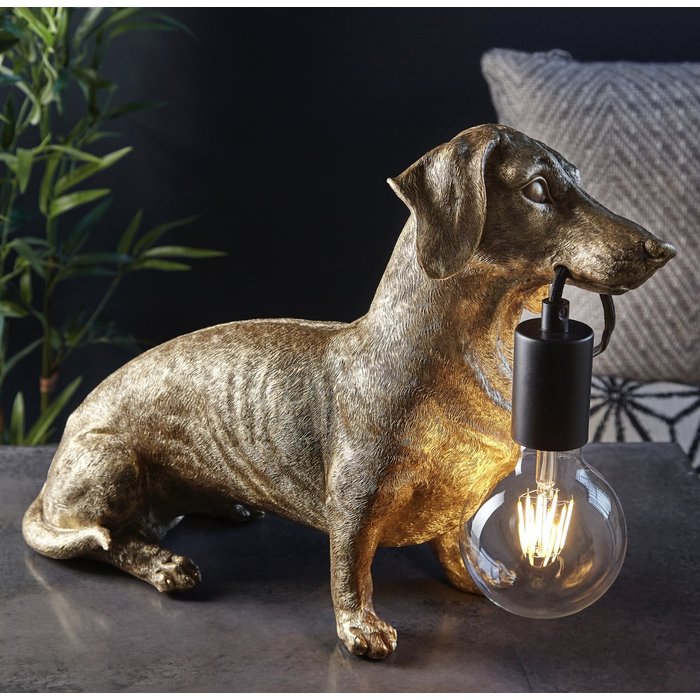 Ernie - Vintage Gold  Dachshund Table Lamp