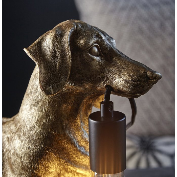 Ernie - Vintage Gold  Dachshund Table Lamp