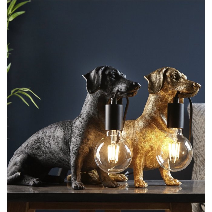 Ernie - Vintage Gold  Dachshund Table Lamp