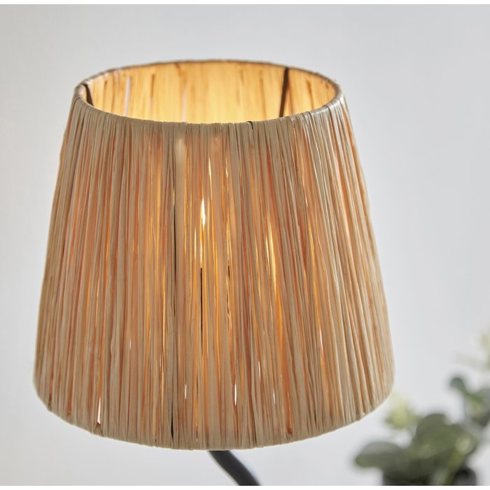 Wave  - Black Table Lamp with Raffia Shade