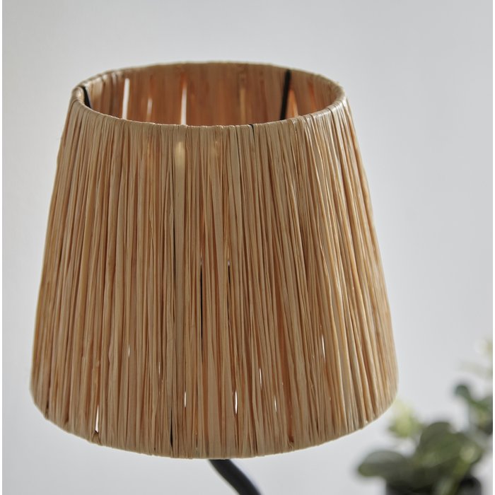 Wave  - Black Table Lamp with Raffia Shade