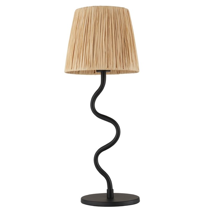 Wave  - Black Table Lamp with Raffia Shade