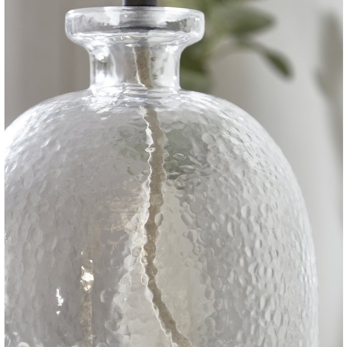 Cersi - Glass Table Lamp with Ivory Linen Mix Shade