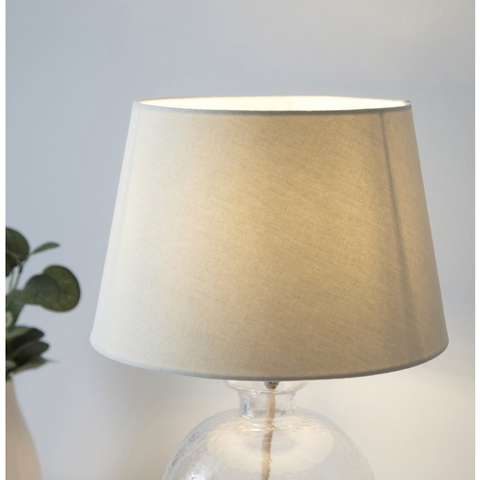 Cersi - Glass Table Lamp with Ivory Linen Mix Shade