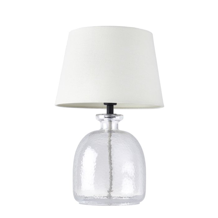 Cersi - Glass Table Lamp with Ivory Linen Mix Shade