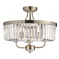 Pickering - Art Deco Semi Flush Chandelier - Clear Cut Glass & Antique Brass