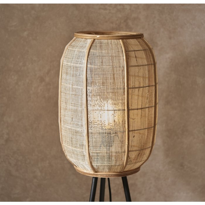 Zara - Tripod Floor Lamp with Bamboo & Linen Shade