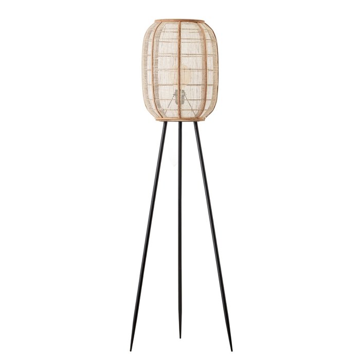 Zara - Tripod Floor Lamp with Bamboo & Linen Shade