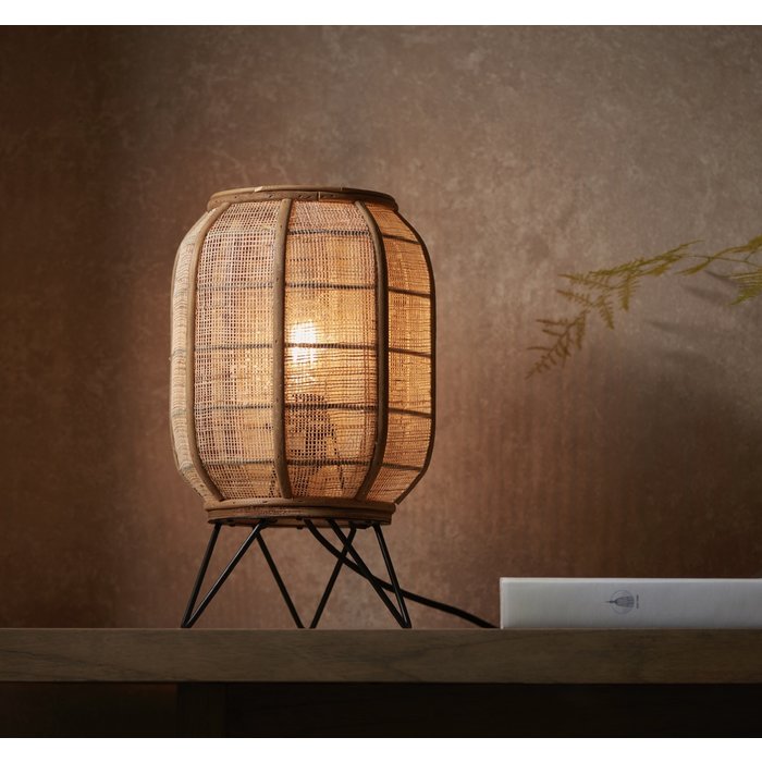 Zara - Table Lamp with Bamboo & Linen Shade