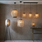 Zara - Large Round Pendant with Bamboo & Linen Shade