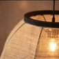 Zara - Large Round Pendant with Bamboo & Linen Shade