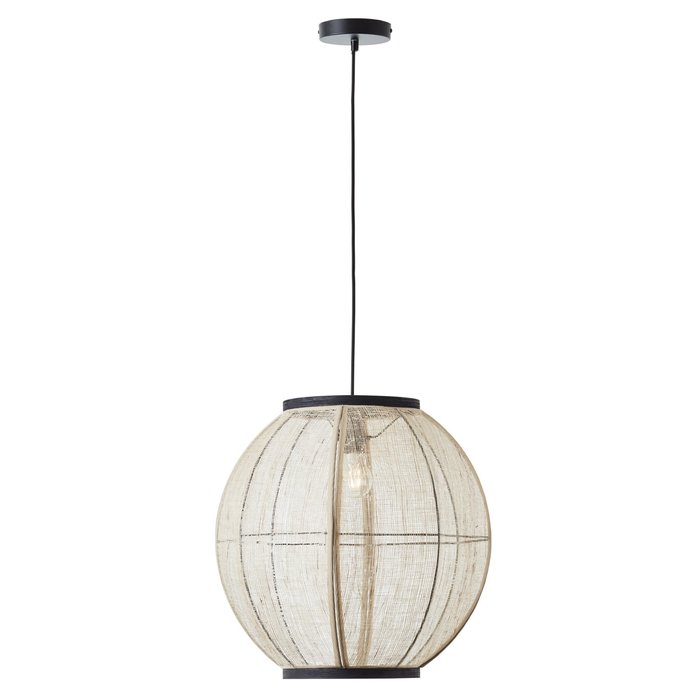 Zara - Large Round Pendant with Bamboo & Linen Shade