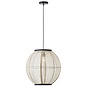 Zara - Large Round Pendant with Bamboo & Linen Shade