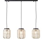 Zara - 3lt Linear Bar Pendant with Bamboo & Linen Shades