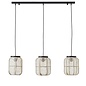 Zara - 3lt Linear Bar Pendant with Bamboo & Linen Shades