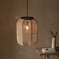 Zara - Medium Square Pendant with Bamboo & Linen Shade