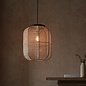 Zara - Medium Square Pendant with Bamboo & Linen Shade