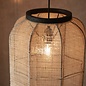 Zara - Medium Square Pendant with Bamboo & Linen Shade