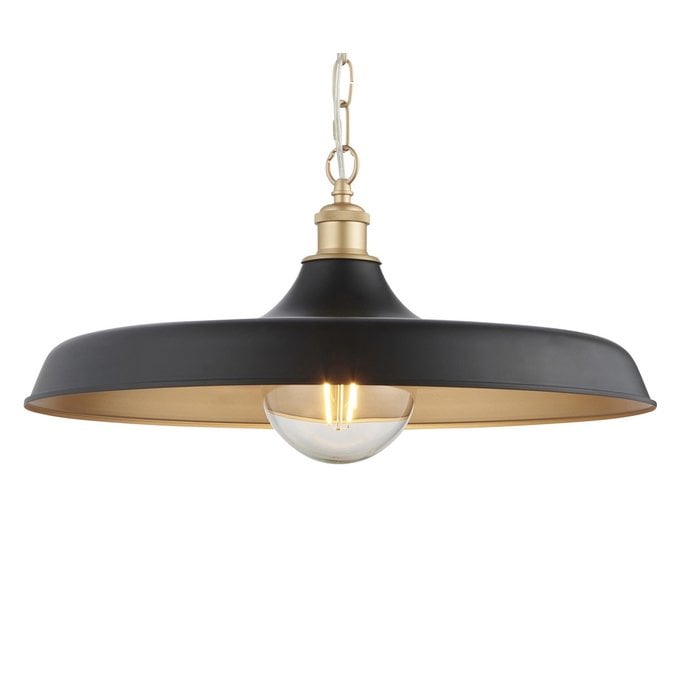 Kiplin - Matt Black & Satin Gold Mid Century Pendant