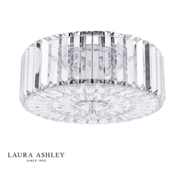 Fernhurst - 3 Light Polished Chrome & Crystal Flush Ceiling Light - Laura Ashley